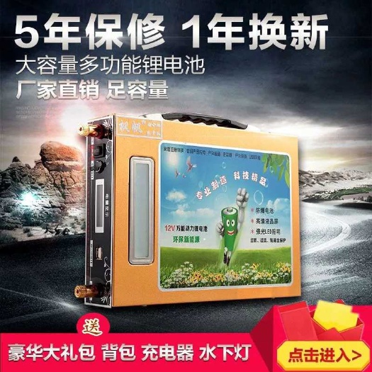 中山市 五洲户外锂电池锂电瓶大容量聚合物氙疝气灯逆变器专用12V1