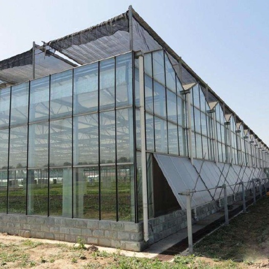 青州市文洛式温室大棚 智能纹络型玻璃温室连栋热镀锌钢管智能温室设备山东温室参观型