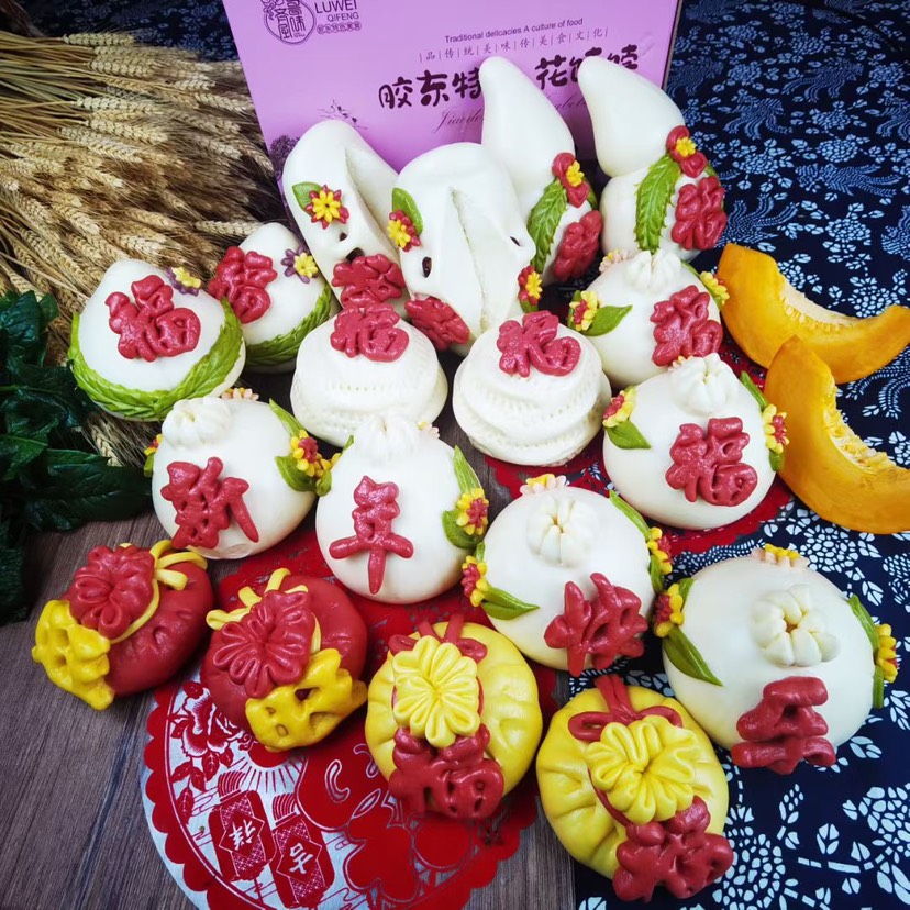 威海大饽饽  胶东手工花饽饽馍馍花式馒头牛年面食 福旺礼盒344