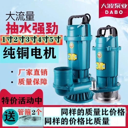 抽水泵  农用清水泵大流量家单相潜水泵220V1寸2寸3寸4