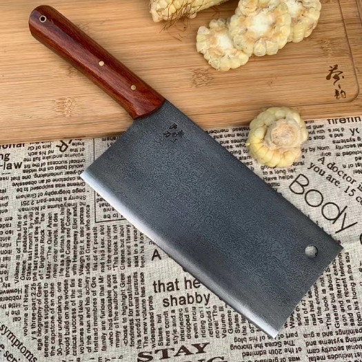 瑞丽市新款[得意]精品“花纹钢切菜刀”纯手工高端锻打制作『切菜刀