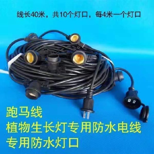 石家庄托幕线  防水带线灯口40米10灯头跑马线首尾可连接植物生长灯专用线