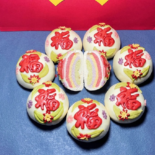 海阳市新年彩虹福馒头纯手工胶东花饽饽网红礼盒一件代发包邮
