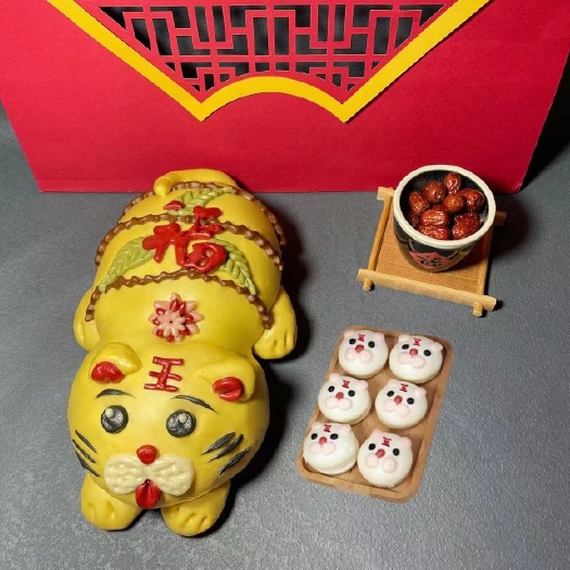 海阳市虎年礼盒老虎馒头 3斤网红老虎饽饽纯手工胶东花饽饽