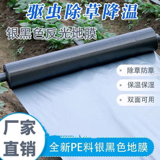 沭阳县银黑双色地膜加厚防水白膜黑膜反光地膜覆盖除草保湿塑料薄膜农用