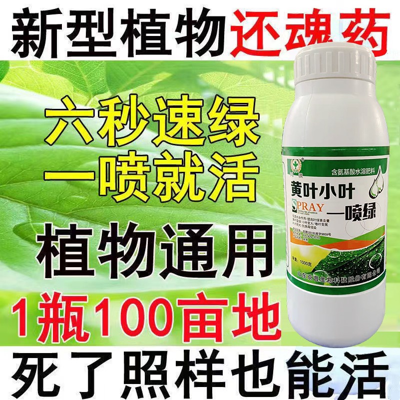 漳州一喷绿黄叶烂根死苗一喷绿叶面肥蔬菜花卉果树植物通用绿叶叶面