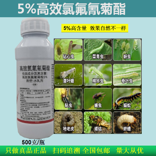 5%高效氯氟氰菊酯菜青虫食心虫茶小绿叶蝉潜叶蛾蚜虫地蛆