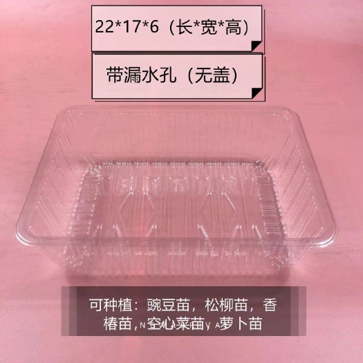 临沂带漏水孔芽苗菜种植盒尺寸22×17×6豌豆苗种植盒无盖