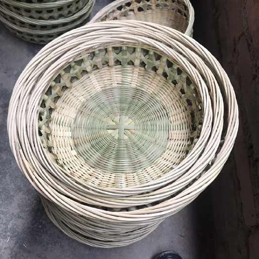 灵山县手工竹编单花篮 水果筐套三22.25.27厘米直径
