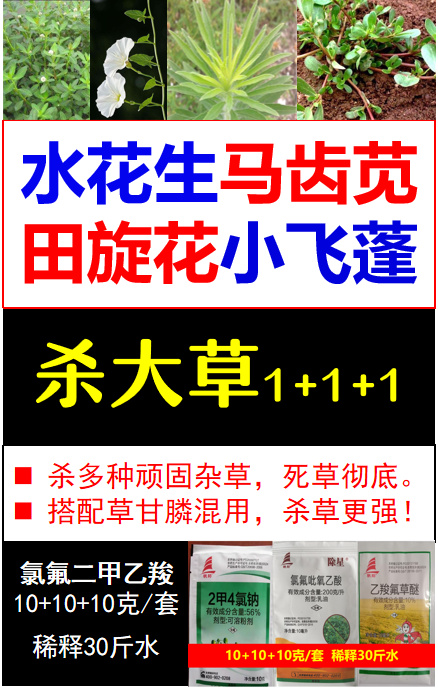 杀大草增效除草剂顽固杂草革命草水花生马齿苋藤田旋花死根