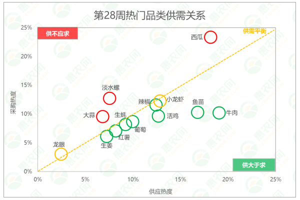 2025年第28周热搜农产品行情：龙眼涨势喜人，辣椒价格仍未止跌，水产品价格齐涨