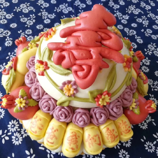 威海蛋糕 胶东手工花饽饽寿宴订制款 健康长寿3.8kg 包邮