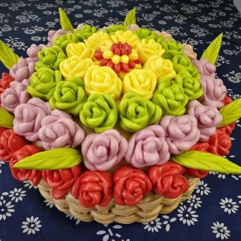 烟台胶东手工花饽饽馍馍花式馒头牛年面食订制 幸福花开3kg